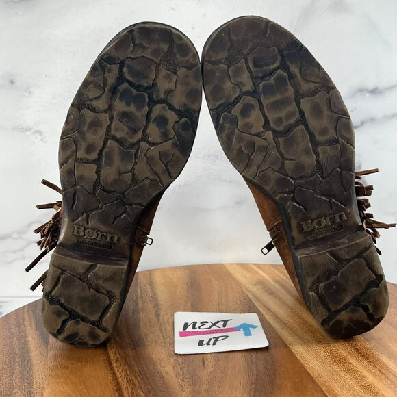 Børn Concept Kenia Bootie Boots Womens Size 8 Rust Tobacco Distressed Tassel - Picture 6 of 9